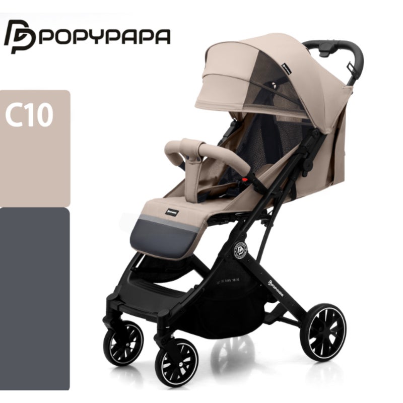 POPYPAPA Baby Stroller | Baby Stroller with Large Wheels & Smooth Ride | Baby Stroller Pushchair for Daily City Use | Adjustable Backrest | UPF Canopy | 5-Point Harness | Large Storage Basket - Image 2